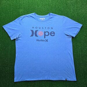 Hurley Tshirt Mens XL Blue Short Sleeve Houston‎ Hope Casual Beach Surfer Skater